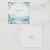 Ethereal Blue Mountain Floral Gold Frame Serene スクエア名刺 (正面/裏面)
