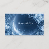 Ethereal Blue Rose Floral Glowing Cosmic Night 名刺 (正面)