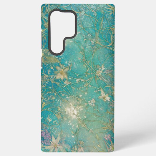 Ethereal Blue Sky and Botanical Pattern Phone Case Samsung Galaxyケース (裏面)