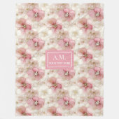 Ethereal Blush & Gold Elegant Custom Name Blanket フリースブランケット (正面)