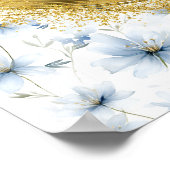 Ethereal Bohemian Pastel Blue Gold Wedding Sign ポスター (角)