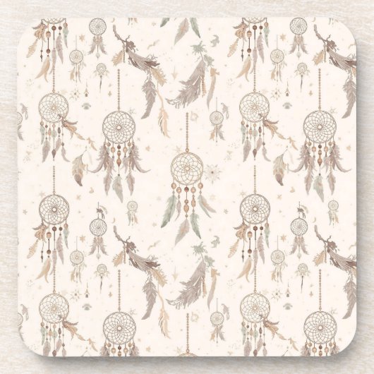 Ethereal Boho Dream Catcher Celestial Ceramic Tile コースター (正面)