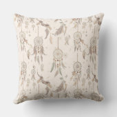 Ethereal Boho Dream Catcher Feathers Moon Stars クッション (裏面)