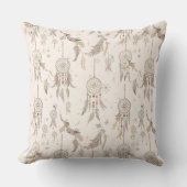 Ethereal Boho Dream Catcher Feathers Moon Stars クッション (正面)