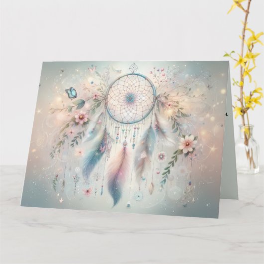 Ethereal Boho Dreamcatcher カード (黄色い花)