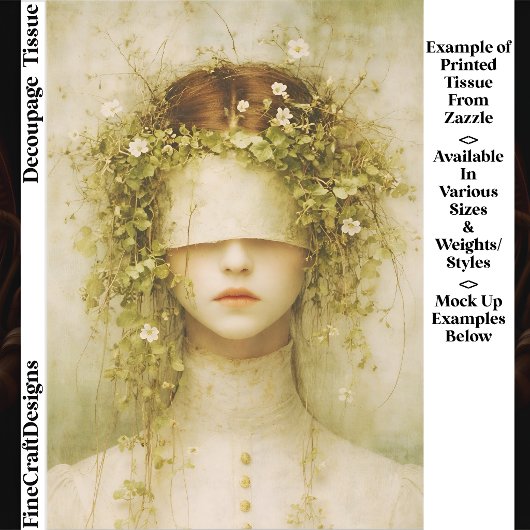 Ethereal Botanical Blindfold Woman FH6 Decoupage 薄葉紙