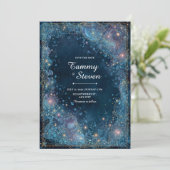 Ethereal Bubbling Gold Celestial Wedding 招待状 (スタンド正面)