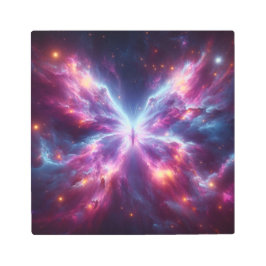 Ethereal Butterfly Cosmic Nebula Glow メタルプリント