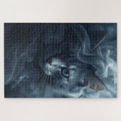 Ethereal Cat in Smoke & Mist – Mystical Puzzle ジグソーパズル (横)