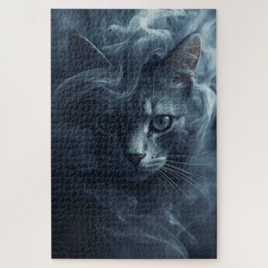Ethereal Cat in Smoke & Mist – Mystical Puzzle ジグソーパズル (縦)