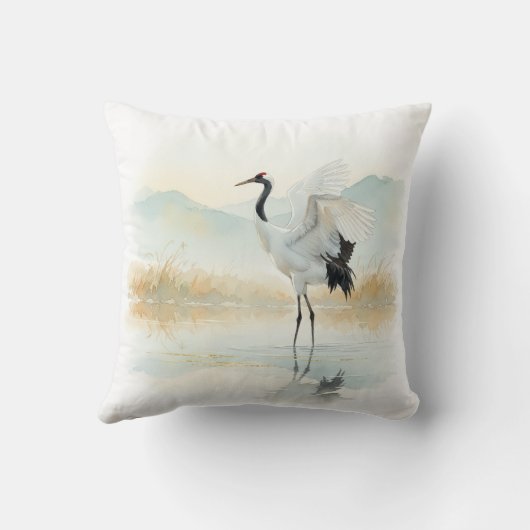 Ethereal Crane Elegance クッション (裏面)