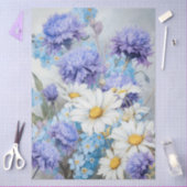 Ethereal Daisies & Purple & Blue Flowers Decoupage 薄葉紙 (クラフト)
