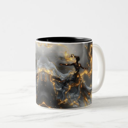 Ethereal Dance Of Light, Enchanting Art, Gift for  ツートーンマグカップ (正面右)