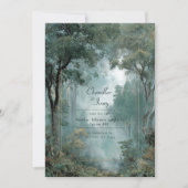 Ethereal Deep Forest Gold Frame Misty Woodland 招待状 (正面)