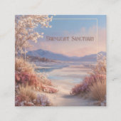 Ethereal Desert Oasis Gold Frame Pink Floral スクエア名刺 (正面)