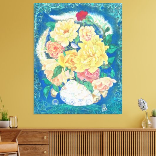 Ethereal Dove Bloom キャンバスプリント (インサイチュ (リビング))