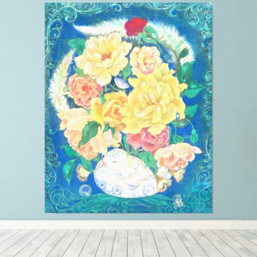 Ethereal Dove Bloom キャンバスプリント (インサイチュ (ウッドフロア))