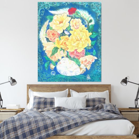 Ethereal Dove Bloom キャンバスプリント (インサイチュ (寝室))