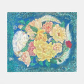 Ethereal Dove Bloom フリースブランケット (正面(横))