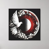 Ethereal Dove Planet - Noir Ink and Red Mandala キャンバスプリント (正面)