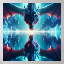 Ethereal Dragon Reflection Ai Art ポスター
