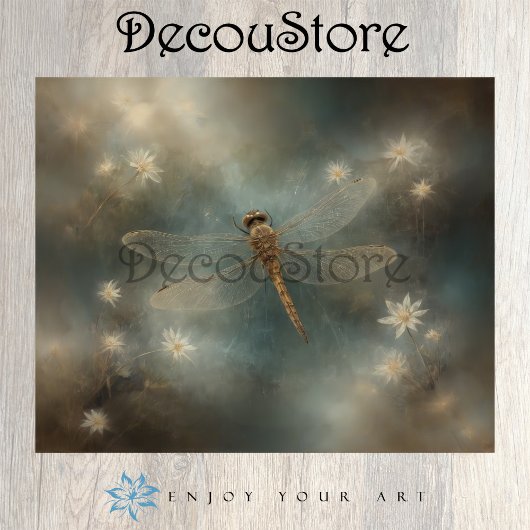 Ethereal Dragonfly – Dreamlike Fantasy Decoupage 薄葉紙