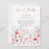 Ethereal Dreamy Wildflowers Coral Script Photo サンキューカード (正面)