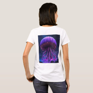 「Ethereal Drifters：ブラックキャンバス淡い色の上のクラゲ Tシャツ