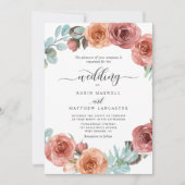 Ethereal Dusty Blue、赤面フローラエンクル結婚ズ 招待状 (正面)