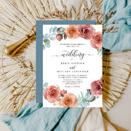 Ethereal Dusty Blue、赤面フローラエンクル結婚ズ 招待状