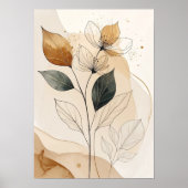 Ethereal Earth Tones: Modern Botanical Line Art wi ポスター (正面)