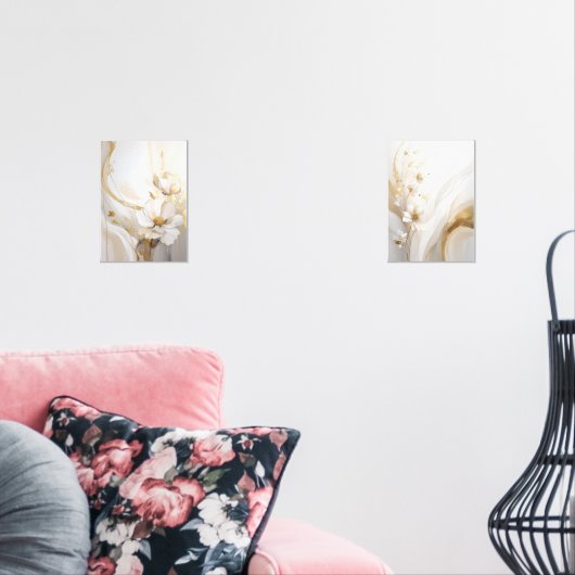 Ethereal Elegance: Abstract White Blooms with Flui (リビング)