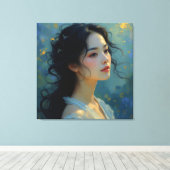 Ethereal Elegance - The Woman of Mystery キャンバスプリント (インサイチュ (ウッドフロア))