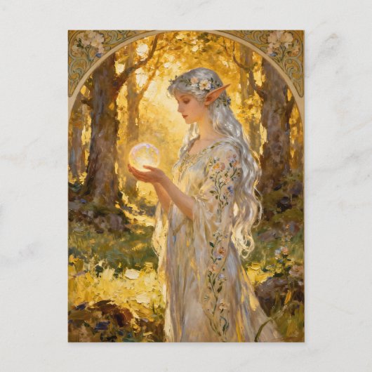 Ethereal Elf Maiden Art Nouveau Style ポストカード (正面)