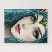 Ethereal Elf Maiden with Teal Hair and Golden Tiar ジグソーパズル (横)