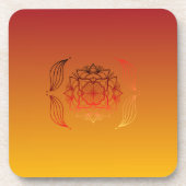 Ethereal Embers – Red & Orange Floral Art コースター (正面)