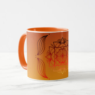 Ethereal Embers – Red & Orange Floral Artwork マグカップ