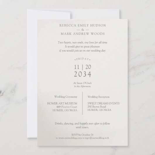 Ethereal & Enchanting Botanicalソフトフローラ写真 招待状 (裏面)