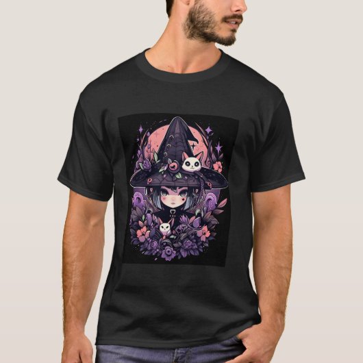 Ethereal Enigmaハロウィーンウィッチグラフィック長眠 Tシャツ (正面)