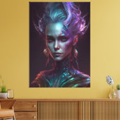 Ethereal Enigma：幻想的な虹色の女性 キャンバスプリント (インサイチュ (リビング))