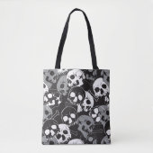 Ethereal Enigma:複雑なパターン(の模様が)あるスカルデザイン トートバッグ (正面)