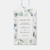 Ethereal Eucalyptus金ゴールドグリーン結婚ズサンキュー ギフトタグ (正面)