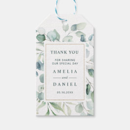 Ethereal Eucalyptus金ゴールドグリーン結婚ズサンキュー ギフトタグ