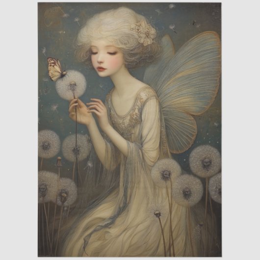Ethereal Fairy & Dandelion Magical Decoupage Art 薄葉紙 (正面)