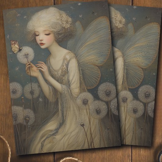 Ethereal Fairy & Dandelion Magical Decoupage Art 薄葉紙