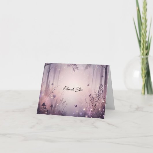 Ethereal Fairy Lights Forest Wedding サンキューカード (正面)