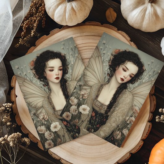 Ethereal Fairy With Wings in flower Garden Art ポストカード