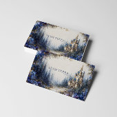 Ethereal Fairytale Castle Blue Floral Misty Forest 名刺