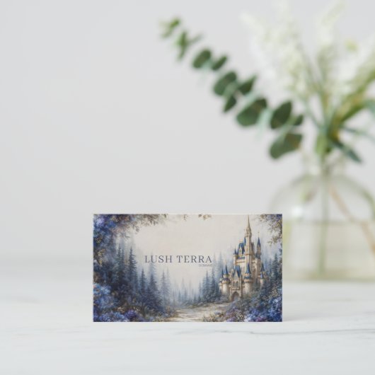 Ethereal Fairytale Castle Blue Floral Misty Forest 名刺 (スタンド正面)