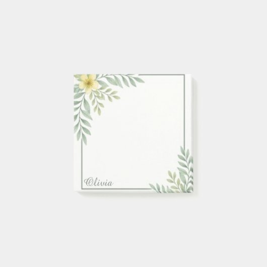 Ethereal Floral Border Personalized Sticky Notes ポストイット (正面)